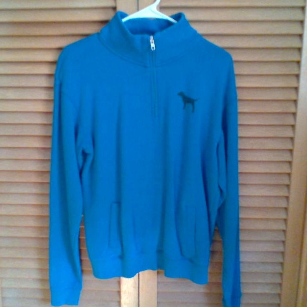 BLUE PINK HALF ZIP UP HOODIE/SWEATER